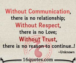 Communication, there is no relationship; Without Respect, there is no ...