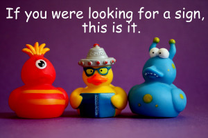 ... out there in reader land, is looking for a sign. So here it is