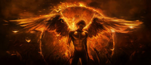 Fallen angel - Stunning beautiful male angel with fiery wings in hell ...