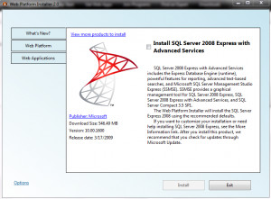 can choose to download and install SQL Server 2008 Express Edition