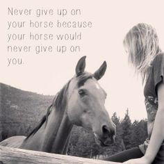 Never give up on your horse because your horse would never give up on ...
