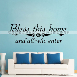 Bless This Home Quote Wall Sticker Proverb Carved Vingl Stickers House ...