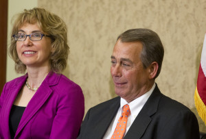 Former Rep. Gabby Giffords, D-Tucson, with House Speaker John Boehner ...