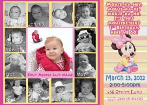 Free Printable Baby Minnie Mouse 1st Birthday Invitations