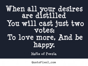 Hafiz of Persia Quotes - When all your desires are distilled You will ...