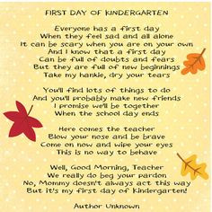 the teacher gave this poem to all the parents on the 1st day of school ...