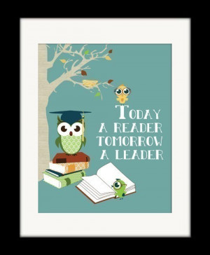 Reading Books Owl Art Print, Owls Reading Wall Decor, Owl Art, Kids ...