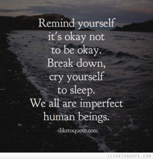 ... Break down, cry yourself to sleep. We all are imperfect humans being