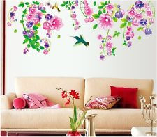 ... Flower and Hummingbird Wall Decal Sticker Wall Art Home Decor 51