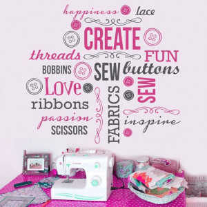 sewing+room+vinyl+wall+quotes | with creating and sewing. Perfect for ...