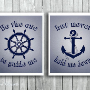 quote Nautical Wall decor Navy Blue Gift for child Anchor Ship wheel