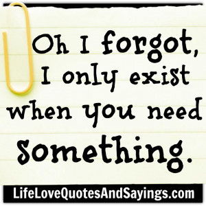 Oh I forgot, I only exist when you need something.