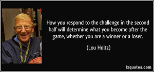 How you respond to the challenge in the second half will determine ...