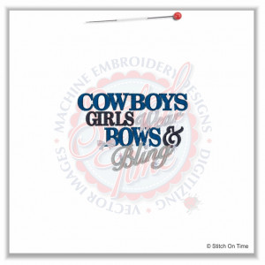 5010 Sayings : Cowboys Girls Bows & Bling 4x4 £1.70p