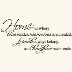 Home is where love resides, Memories are created, Friends always ...