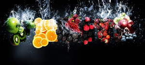 Fresh healthy fruits splash Facebook cover