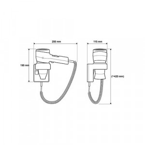 Valera Action Plus 1200w Wall Mounted Hair Dryer in Black amp Chrome