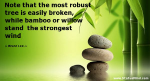 Note that the most robust tree is easily broken, while bamboo or ...