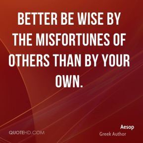 Aesop - Better be wise by the misfortunes of others than by your own.