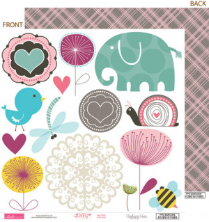 ... Blvd - Lovey Dovey Collection - 12 x 12 Double Sided Paper - Cute Cuts
