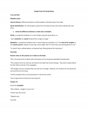 Stargirl Final Test Study Notes