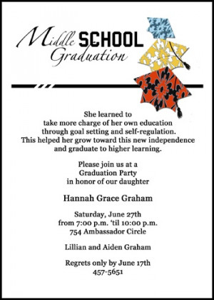 ... middle school graduation announcement invitation cards with colorful