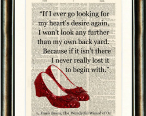 Ruby Slippers/Wizard of Oz Heart Qu ote- vintage book page print image ...
