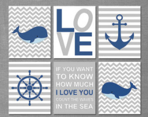 ... - whale, chevron, stripes, anchor, captain's wheel, quote - UNFRAMED