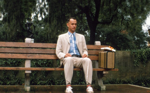 1994) opens with a contemplative Forrest sitting on a bus stop bench ...