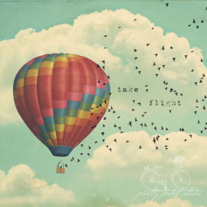 , Typography, Hot Air Balloon, Sky, Clouds, Birds, Fly, Take Flight ...