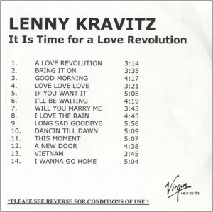 Lenny Kravitz,It Is Time For A Love Revolution,USA,Promo,Deleted,CD-R ...