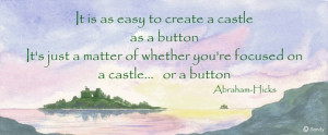 ... as a button' quote from Abraham-Hicks on seascape by Sandra Reeves