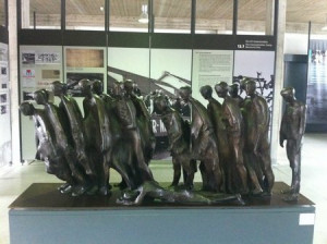 sculpure depicting the death marches, when prisoners were evacuated ...