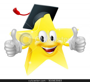 Graduate star mascot stock vector clipart, Cartoon star mascot with a ...