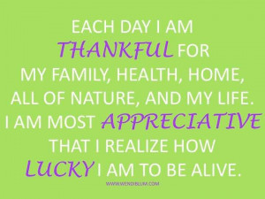 Each Day I Am Thankful Inspirational Life Quotes