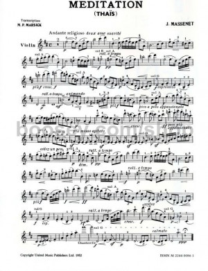 Jules Massenet Meditation For Violin & Piano Transc M P Marsick ...