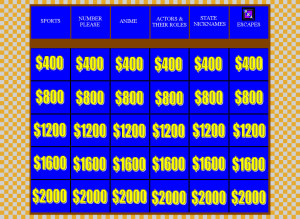 Double Jeopardy Board