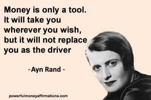 Quote about Money by Ayn Rand with picture