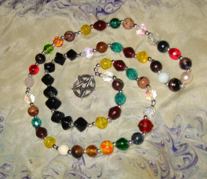 High Priest' style Wiccan prayer beads, large stone/glass