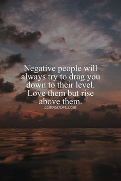 Negative people will always try to drag you down to their level. Love ...