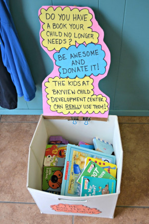 Mommy Testers sure did fill up her Big Help Book Drive Donation Box!