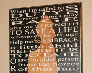 Firefighter Prayer with Silhouette, Firefighter Decor, Distressed Wall ...