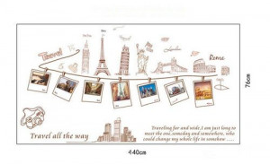 DIY Wall Sticker Quote Decal Travel All The Way Eiffel Tower Removable ...