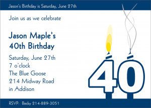 40th Birthday Candle - Birthday Invitations from CardsDirect