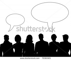 Silhouettes of the men and women on a white background - stock vector