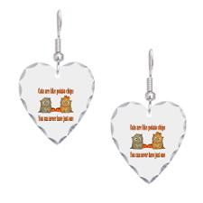 Cats Are Like Potato Chips Earring Heart Charm for