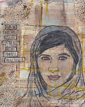 becomes powerful. 8x8 Giclee Print #Malala #Yousafzai Quote Portrait ...