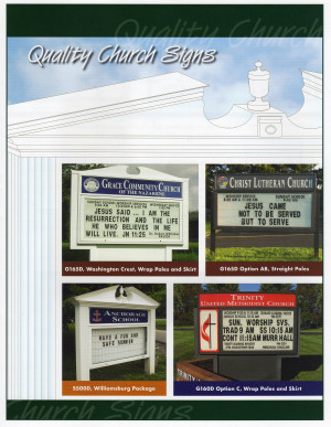 Check out our church sign and bulletin board brochure below: