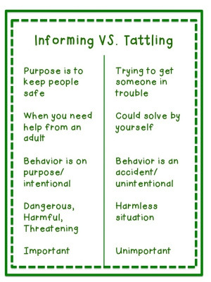 Informing vs. Tattling.... There are some adults in our life right now ...