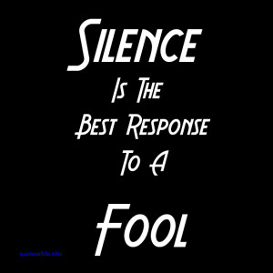 Silence Is The Best Response To A Fool ~ Attitude Quote